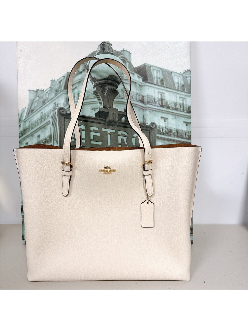 Coach 1671 Mollie Tote In Chalk Light Saddle